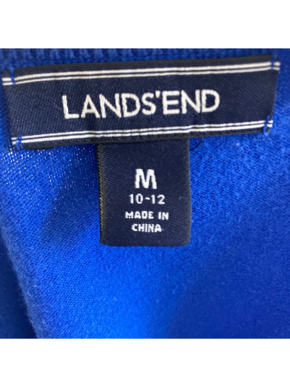 Lands End Cotton Cardigan Sweater Womens Medium Blue Lightweight Preppy Classic - Picture 4 of 7